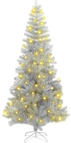 vidaXL Árvore de Natal com 300 LEDs com suporte Prateado 180 cm PET