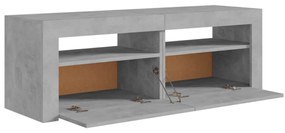 Móvel de TV com luzes LED 120x35x40 cm cinzento cimento