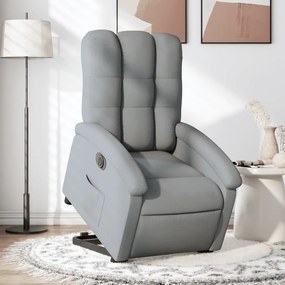 vidaXL Poltrona reclinável elevatória elétrica tecido cinzento-claro