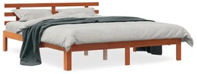 Estrutura cama c/ cabeceira 180x200cm pinho maciço castanho-mel