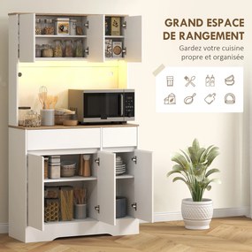 Armário de Cozinha Alto, 100 x 38 x 180 cm, Iluminação LED RGB, Branco