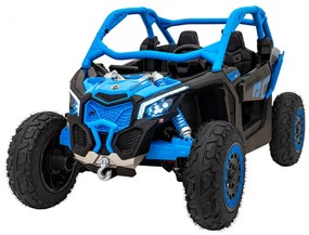 Carro elétrico para Crianças 2 Lugares 24V CAM-AM Buggy Maverick Turbo RR STRONG Motor 320 W, Rodas AR bombeado, assento couro ecológico Azul