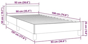 Estrutura cama c/ cabeceira sem colchão veludo 90x190 cm preto