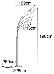 Candeeiro de pé em latão com vidro opalino 5 luzes - SIXTIES MARMO Design