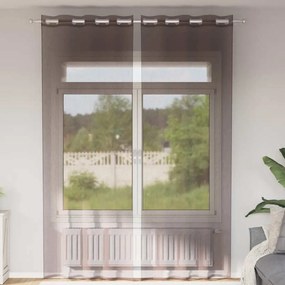 vidaXL Cortinas de voile com ilhós 2 pcs castanho 140x300 cm