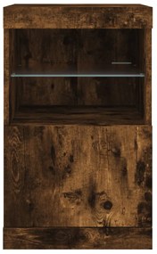 Aparador com luzes LED 41x37x67 cm carvalho fumado