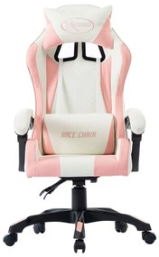 Cadeira estilo corrida couro artificial rosa