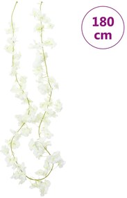 Grinaldas de flores de Natal 6 pcs 180 cm branco