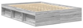 Estrutura de cama de casal 135x190 cm cinzento sonoma