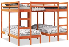vidaXL Beliche triplo 160x200/80x160 cm pinho maciço castanho-mel