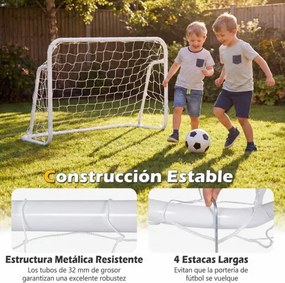 Baliza de futebol infantil com rede 121 x 60 x 80 cm com Estacas para jardim Equipamento de treino portátil Branca