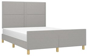 Estrutura de cama sem colchão 140x200 cm tecido cinzento-claro