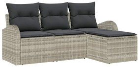 Conjunto de Sofá de Jardim vidaXL de 4 Peças com Almofadas Cinza Claro