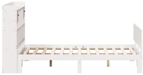 Cama com estante sem colchão 140x190 cm pinho maciço branco