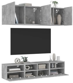 vidaXL 5 pcs móveis de parede p/ TV derivados de madeira cinza cimento