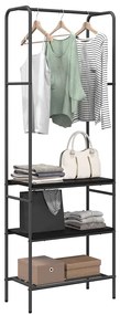 Suporte para Roupas com Prateleiras Carvalho preto