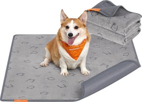 Conjunto de 2 Tapetes para cachorros, laváveis, 122 x 91 cm, Cinzento