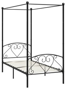 Estrutura de cama com dossel metal preto 90x200 cm