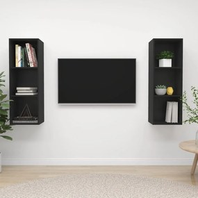 vidaXL Armários de parede para TV 2 pcs contraplacado preto