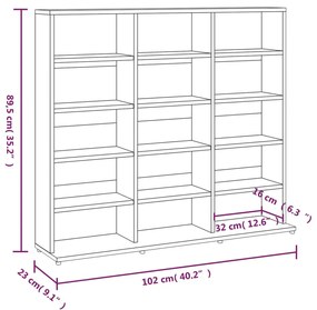 Armário p/ CD 102x23x89,5 cm derivados madeira cinzento sonoma