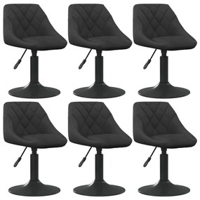 Cadeiras de jantar giratórias 6 pcs veludo preto