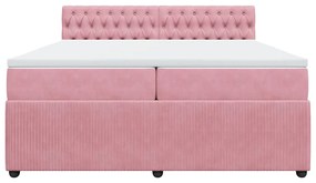 Cama com molas/colchão 200x200 cm veludo rosa