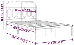 Estrutura de cama com cabeceira 120x190 cm metal branco