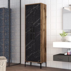 Armário Multiusos Berlin A – Nogueira/Preto – 60x200x35 cm