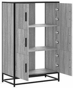 Armário alto 68x35x106,5 cm madeira e metal cinza sonoma