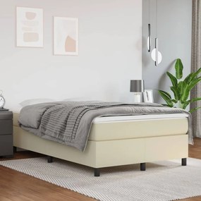 Estrutura de cama 120x200 cm couro artificial cor creme