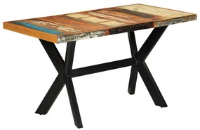 Mesa de jantar 140x70x75 cm madeira recuperada maciça