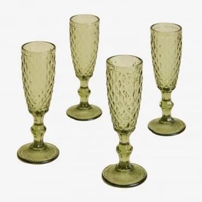 Pacote De 4 Taças De Champanhe De 15cl Em Copo Koviran Verde Hortelã - Sklum