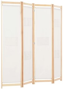 Divisória de quarto com 4 painéis 160x170x4 cm tecido cor creme
