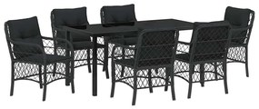 Conjunto de Jantar de Jardim com 7 Peças e Almofadas em Rattan Sintéti
