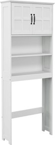 Móvel sobre Sanita Armário para Máquina de Lavar com 2 Portas Prateleiras Abertas e Ajustável 66x23x178 cm Branco