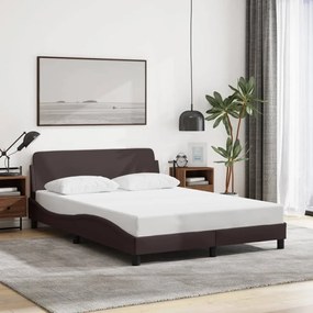 Estrutura de cama sem colchão 120x200 cm tecido castanho-escuro