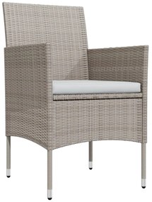 7 pcs conjunto de jantar p/ jardim c/ almofadões bege e preto