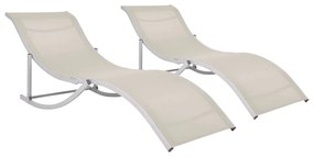 vidaXL Espreguiçadeiras dobráveis 2 pcs textilene creme