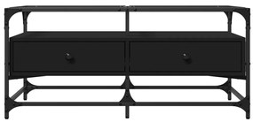 Mesa de centro com topo em vidro preto 98,5x50x45 cm aço