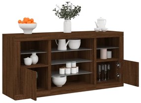 vidaXL Aparador com luzes LED 142,5x37x67 cm carvalho castanho