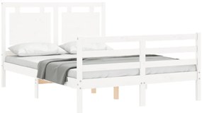 Estrutura de cama com cabeceira 120x200cm madeira maciça branco