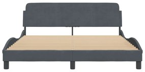 Estrutura de cama sem colchão 160x200 cm veludo cinzento-escuro