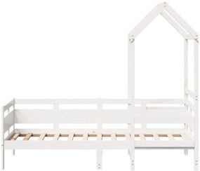 Sofá-cama com telhado 90x200 cm madeira de pinho maciça branco