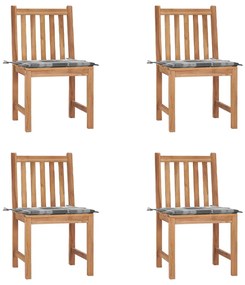 vidaXL Cadeiras de jardim c/ almofadões 4 pcs madeira de teca maciça