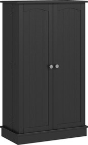 Armário de Cozinha despensaccom 2 Portas e 16 Prateleiras Armário de Cozinha Moderno com Prateleiras Ajustáveis 60x30x104 cm Preto