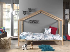 Conjunto Cama infantil de Casa DALLAS 90x200 com cortinados NATURAL