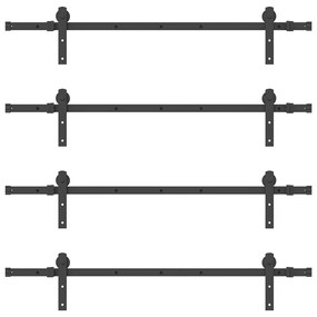 Kit de ferragens para porta deslizante 305 cm aço preto