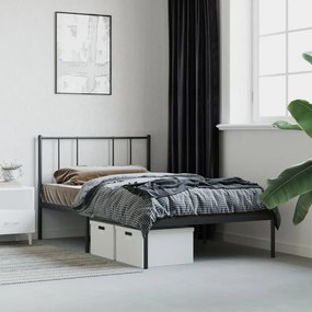 Estrutura de cama metal s/ colchão c/ cabeceira 75x190 cm preto