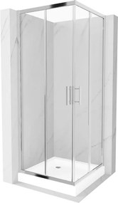 Mexen Rio cabine de duche quadrada 70 x 70 cm, transparente, cromado + base de duche, branco - 860-070-070-01-00-4510