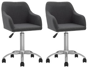 vidaXL Cadeiras de jantar giratórias 2 pcs tecido cinzento-escuro